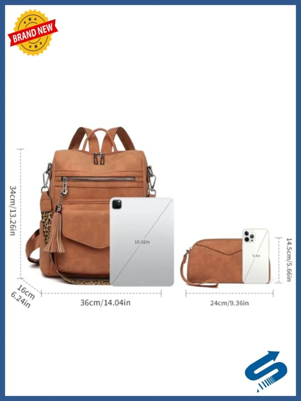 Faux Leather Convertible Fashion Backpack Purse with Wristlet for Women